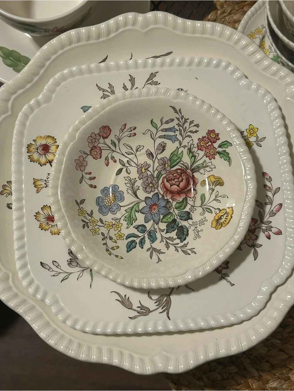 1940’s SPODE Romney. RARE makers mark. Bread and salad plate. 4 full sets avail